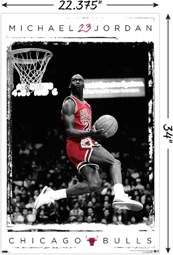 Miniatura 3 de Trends International Michael Jordan - Póster de pared Dunk, 22.375 x 34 pulgadas, versión sin marco
