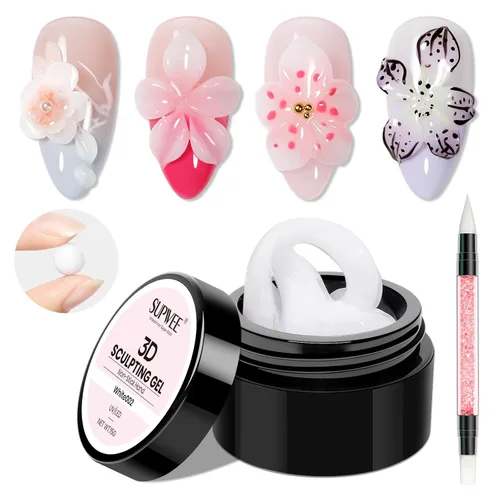Miniatura 22 de Gel 3D para arte de uñas, gel duro sólido para esculpir uñas, no pegajoso para tallar, extensión de edificios con lápiz de arte de uñas, manicura