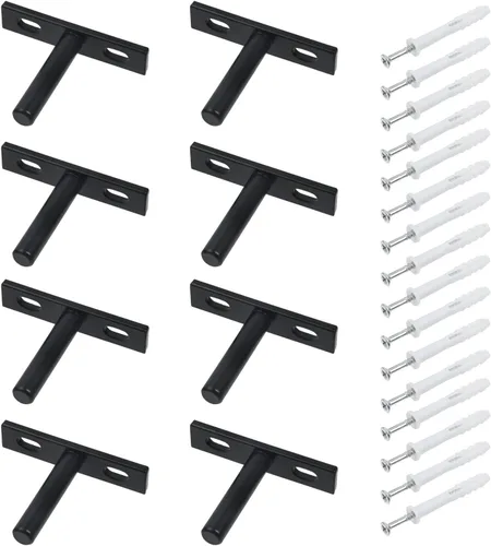 Miniatura 18 de Antrader Soporte de Estante Flotante Negro, 4 Piezas Soportes Ocultos de Estante de 2 Pulgadas Soporte Ciego de Estante Soportes Ocultos