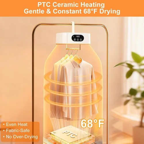 Miniatura 2 de Secador de Ropa Portátil, Secado Rápido y Silencioso - Mini Secadora Eléctrica para Ropa y Lavandería para Apartamento, Viaje y RV, con Temporizador