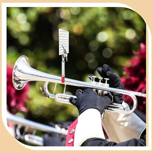 Miniatura 6 de 6 piezas de lira de trompeta, plata ligera trompeta marchando abrazadera de lira en clarinete lira soporte de música para instrumentos de banda