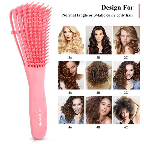 Miniatura 4 de Cepillo desenredante para el cabello, cepillo desenredante para adultos y niños, juego de peines para cabello rizado, ondulado y con bucles