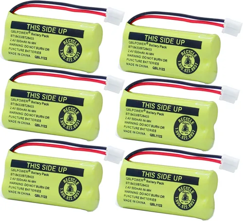 BT18433/BT28433 2.4V 500mAh Ni-MH Batería recargable compatible con BT184342 BT284342 BT-8300 BATT-6010 BT1011 BT1018 BT1022 BT1031 Paquete de 6