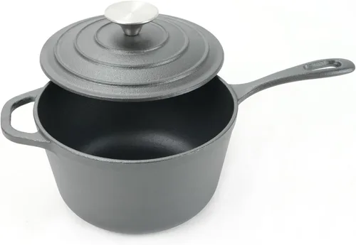 Miniatura 3 de HAWOK Mini cacerola de hierro fundido de 2 cuartos de galón, 7 pulgadas con tapa, pre-sazonada