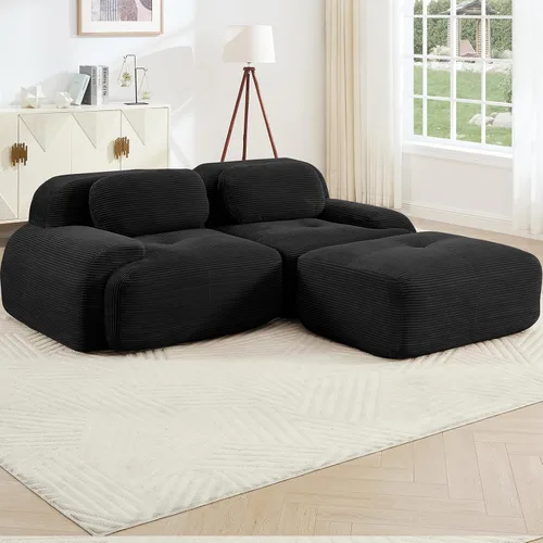 Miniatura 11 de Juego de sofás seccionales sin hueso de 117 pulgadas para sala de estar, modular en forma de L y sofá de 3 plazas con asiento profundo, almohadas