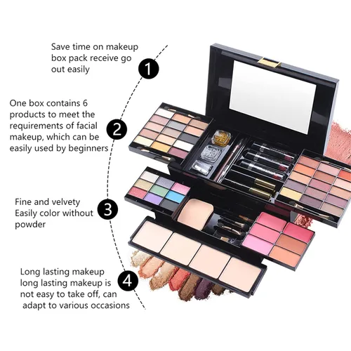 Miniatura 4 de Pure Vie Kit de maquillaje todo en uno para vacaciones, set de regalo cosmético esencial para principiantes que incluye paleta de sombras de ojos