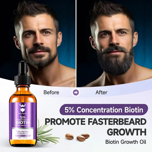 Miniatura 2 de Aceite para el Crecimiento de la Barba - Concentración de Biotina al 5% para Barba para Hombres (2 oz) - Natural para Hombres con Aceite de Argán