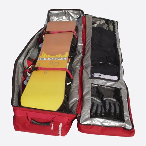 Miniatura 5 de D900 - Bolsa acolchada de snowboard con ruedas para viajes aéreos, impermeable de 71 pulgadas, gran capacidad para esquís/tablas de snowboard, Rojo