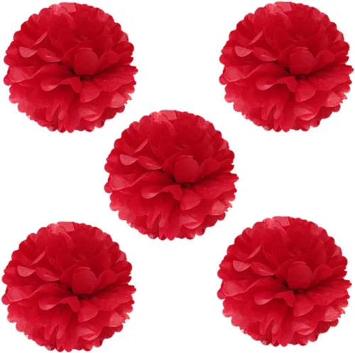 Wrapables Juego de 5 pompones de tela de 8 pulgadas, decoración de fiesta para bodas, fiestas de cumpleaños, baby showers y decoración de guardería,