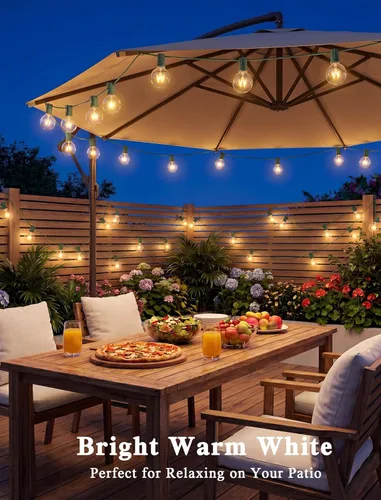 Miniatura 5 de Cadena de luces navideñas para exteriores de 25 pies, luces de patio globo G40 con 27 bombillas de vidrio transparente (2 de repuesto), luces