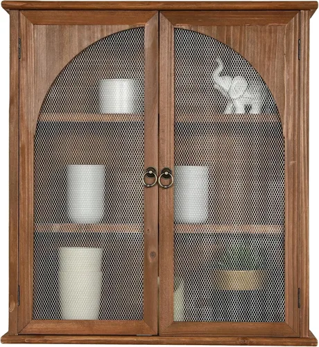 COLLECTIVE HOME - Armario organizador de pared de 24 pulgadas, gabinete de baño de madera maciza con puerta arqueada, ya montado, 22 x 8 x 24
