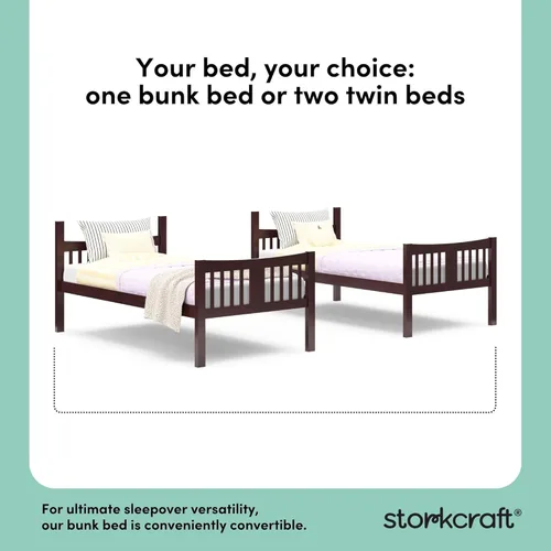 Miniatura 4 de Storkcraft Caribou Litera Twin sobre Twin Litera (Espresso) - Certificado GREENGUARD Gold, Literas Twin para Niños, Se Convierte en 2 Camas Twin