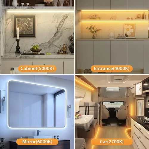 Miniatura 8 de Paquete de 3 Tiras de Luces LED de 6.6 Pies Alimentadas por Batería, Tira de Luz LED Blanca Cálida y Blanca Fría Alimentada por Batería, Luz