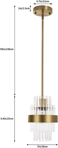 Miniatura 2 de Lámparas colgantes, iluminación colgante de cristal moderna de 7 pulgadas, luces colgantes de isla de cocina de color latón, iluminación colgante
