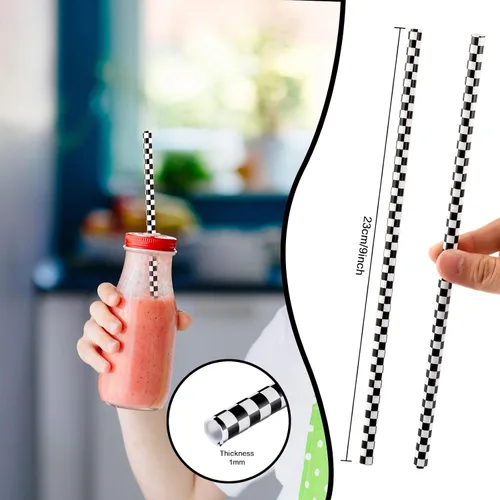 Miniatura 3 de Domensi 50 pajitas de plástico desechables para beber, reutilizables, bandera a rayas, suministros para fiestas de verano para decoración