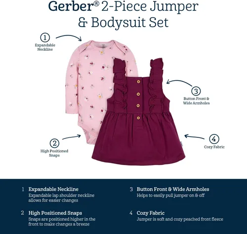Miniatura 6 de Gerber Conjunto de vestido de 2 piezas para bebés y niñas pequeñas