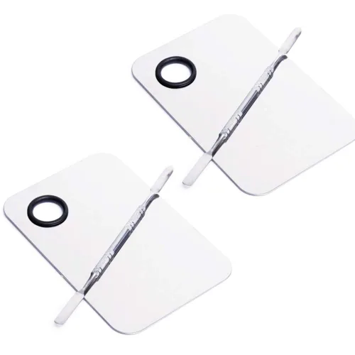Paleta de maquillaje cosmético de acero inoxidable, 2 piezas, paleta de maquillaje profesional para mezclar cosméticos, espátula, herramienta de