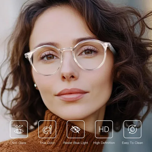 Miniatura 2 de BLUEMOKY Gafas de lectura para hombres y mujeres: Gafas clásicas redondas con filtro de luz azul - Gafas de lectura para computadora C02