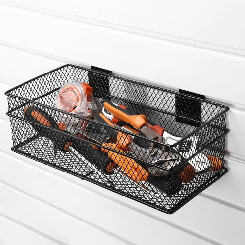 Miniatura 2 de Barydat Juego de 4 cestas de metal ventilado para colgar en la pared, accesorios para colgar en la pared, accesorios para panel de almacenamiento