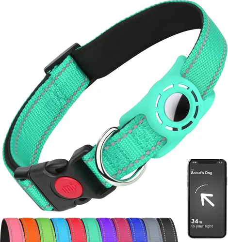 Miniatura 16 de AirTag - Collar de perro con soporte AirTag compatible con AirTag, acolchado suave reflectante, hebilla de bloqueo de seguridad, nailon ajustable