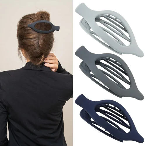 Miniatura 11 de ATODEN Pinzas planas para el cabello, 3 piezas, French Concord - Pinzas de mandíbula neutras grandes para cabello fino/grueso, blanco, marrón, negro