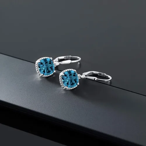 Miniatura 52 de Gem Stone King Aretes colgantes de plata de ley 925 de 0.315 pulgadas para mujer