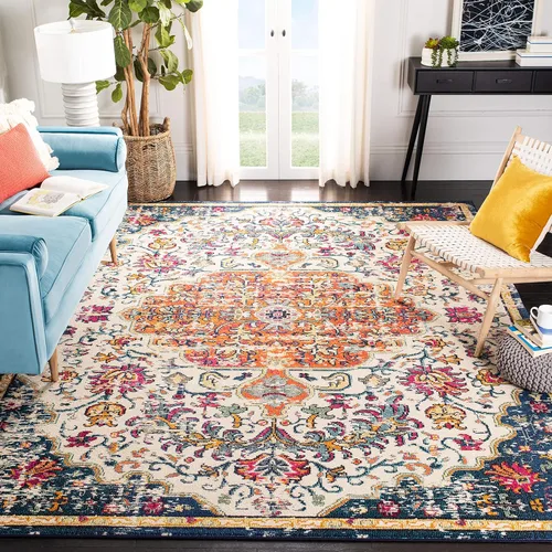 Miniatura 23 de SAFAVIEH Colección Madison MAD447B - Tapete bohemio con medallón antiguo y elegante, no desprende pelusa, para la sala, dormitorio, comedor