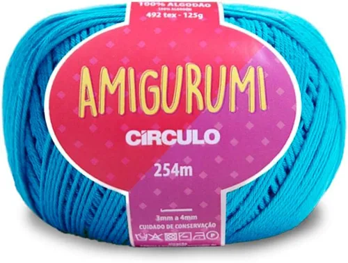 Miniatura 35 de Circulo Amigurumi Yarn, 100% Algodón Virgen Brasileño Mercerizado para Crochet y Tejido, Soft Art - Hilo de Peso Deportivo, 4.4 oz, 278 yardas