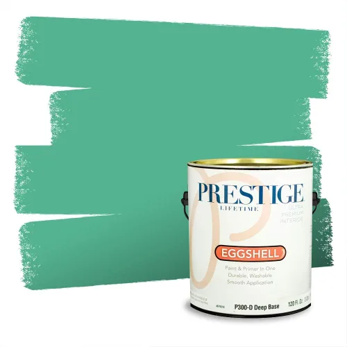 Miniatura 181 de Prestige Paints - Pintura exterior e imprimación en uno, 1 galón, plano, compatibilidad comparable con el color menta «Whipped Mint» de Behr