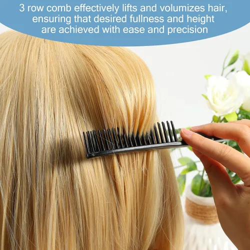 Miniatura 6 de SIMPOR Peine de pelo de 3 filas para desenredar natural, cepillo de peinado de pelo, cerdas de nailon, destrenzar, peine de cola de rata