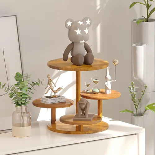 Miniatura 6 de HURZMORO Soporte de Torre de Cupcakes Redondo de 4 Niveles para 50 Cupcakes, Soporte de Pastel de Madera con Decoración de Bandeja Escalonada