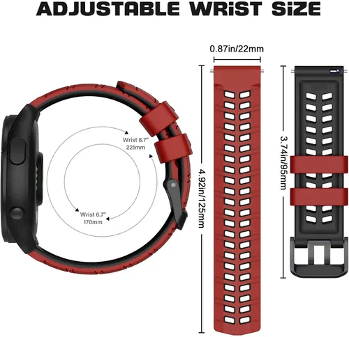 Miniatura 6 de ISABAKE Compatible con Garmin Vivoactive 4/Venu 2/Forerunner 255 265 Bandas, correa de silicona deportiva para Samsung Galaxy Watch 3 1.772 Rojo