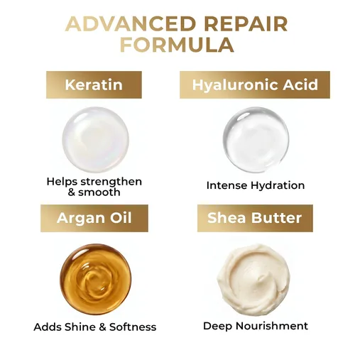 Miniatura 3 de VAO Mascarilla capilar acondicionadora profunda para cabello dañado, mascarilla hidratante para cabello seco dañado con aceite de argán, manteca