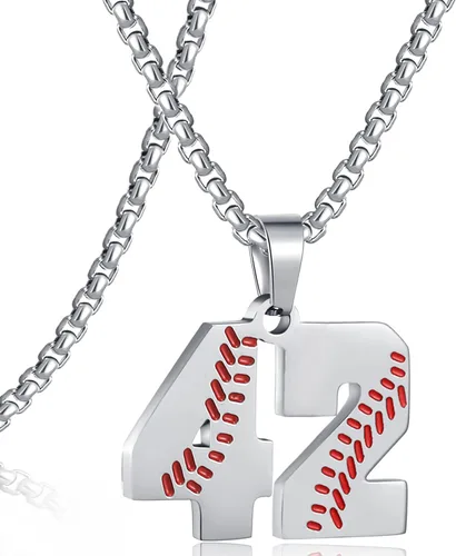Miniatura 166 de SKQIR Colgante de número de jersey de béisbol para hombres y niños - Cadena de acero inoxidable para atletas - Negro