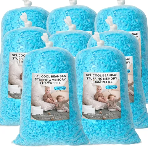 Miniatura 14 de Relleno para Puf, 4.5kg de Espuma Viscoelástica Triturada, Relleno Suave de Puf para Sofá, Cojín, Animales de Peluche, Cama de Perro, Artes y Azul
