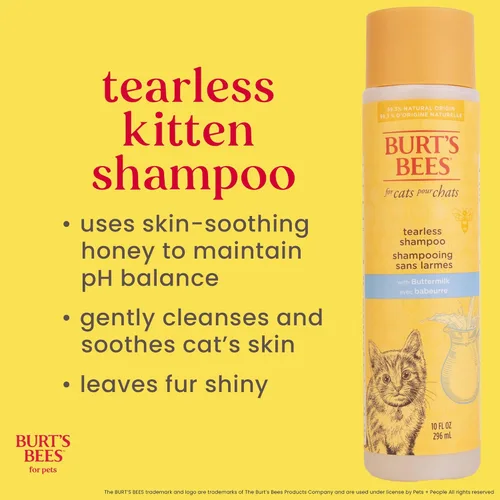 Miniatura 3 de Burt's Bees for Pets Champú para gatitos sin lágrimas con suero de mantequilla, fórmulas 99.3% de origen natural, champú para mascotas para gatos