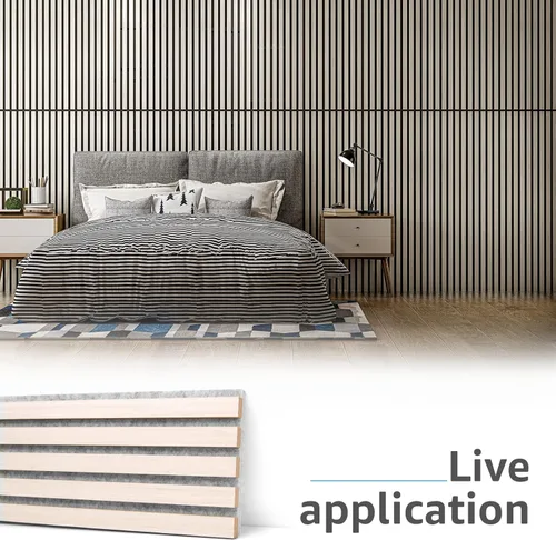 Miniatura 6 de Art3d 2 Paneles Acústicos de Listones de Madera para Pared y Techo - Panel 3D Ranurado de Absorción de Sonido con Acabado de Madera - Olmo Blanco