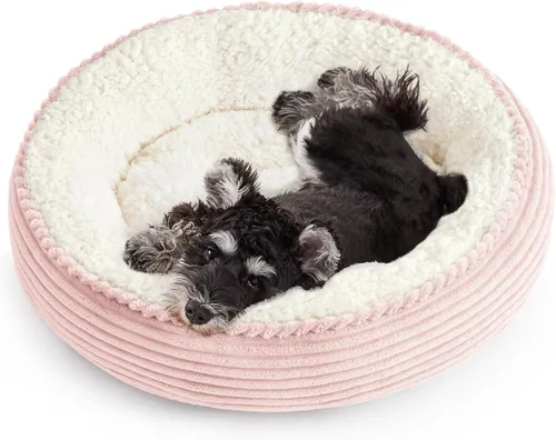 Miniatura 53 de Love's cabin Cama redonda acolchada para gatos y perros, cama para mascotas de 20 pulgadas para gatos o perros pequeños, parte inferior Violeta