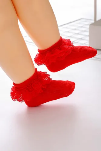 Miniatura 5 de Calcetines de encaje con volantes para recién nacidos, para niñas pequeñas