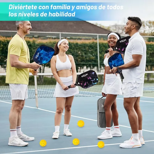 Miniatura 7 de Pickleball Paddles Set of 2 or 4, or Single Paddle – USAPA Approved Fiberglass Surface Pickleball Rackets Set for Men & Women Negro y azul*4