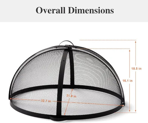 Miniatura 6 de SUNCREAT Accesorio para cubierta de chispas para fogatas al aire libre, protector de pantalla redondo de fácil apertura para patio, tapa de brasas