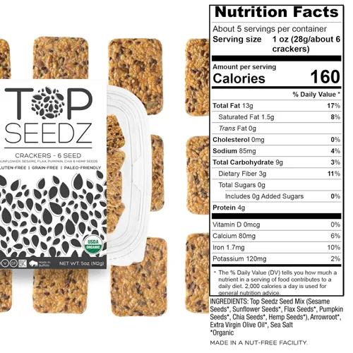 Miniatura 2 de Top Seedz Galletas orgánicas certificadas sin gluten, paquete de 2, 5 onzas, galletas veganas saludables con proteína a base de plantas, hechas