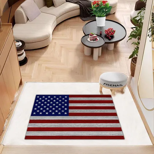 Miniatura 4 de Tapete de bienvenida con bandera estadounidense vintage para interiores, Día de la Independencia, 4 de julio, bandera patriótica estadounidense