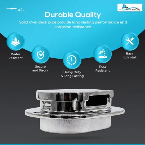 Miniatura 4 de MARINE CITY Cadena de acero inoxidable 316, tubo ovalado para cubierta resistente, duradero en el entorno de agua salada, acabado brillante suave