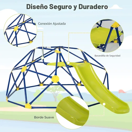 Miniatura 7 de Costzon Cúpula de Escalada con Columpio, Gimnasio de Selva de 10 Pies para Niños con Barras de Mono, Juguetes de Escalada para Exteriores, Soporta