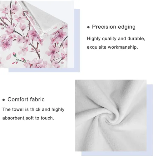 Miniatura 4 de Pfrewn Juego de 3 toallas de baño con diseño de flores de cerezo con flores de cerezo, toallas de baño suaves y absorbentes, toallas de mano