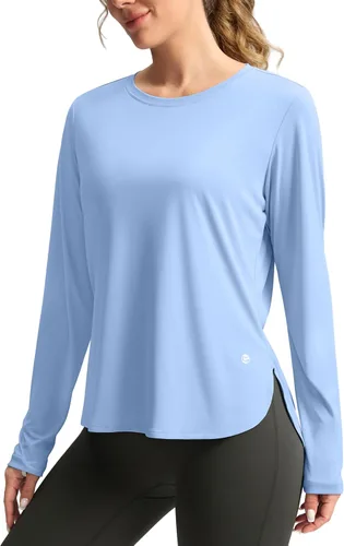 Miniatura 17 de Camisetas de sol para mujer, con protección ultravioleta FPU 50+, manga larga, ligera, de secado rápido, para entrenamiento, senderismo, para mujer