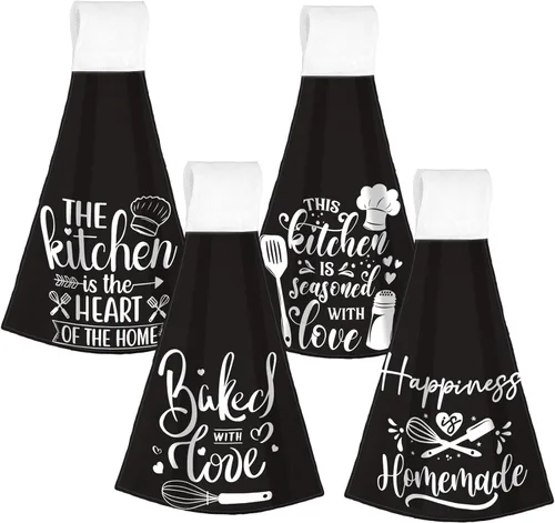 Sratte Juego de 4 toallas de cocina divertidas con citas divertidas, juego de toallas de mano divertidas con lazo para colgar, toalla de cocina con