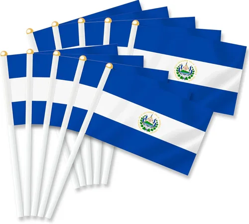 25 banderas pequeñas de mano de El Salvador, mini pancarta de decoración de mano salvadoreño salvadoreño