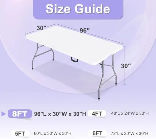 Miniatura 5 de ABCCANOPY - Funda de mesa de elastano elástica de 8 pies, mantel ajustado y resistente a las arrugas, reutilizable para mesas plegables Negro